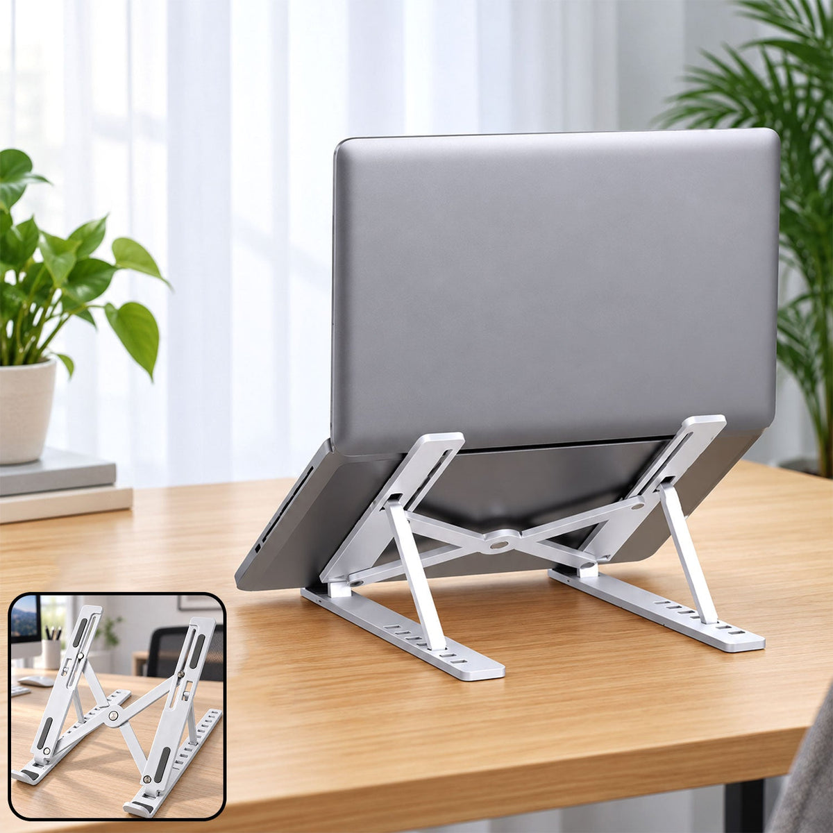 Portable Foldable Laptop Stand With Adjustable Height And Angle For Work (1 Pc)