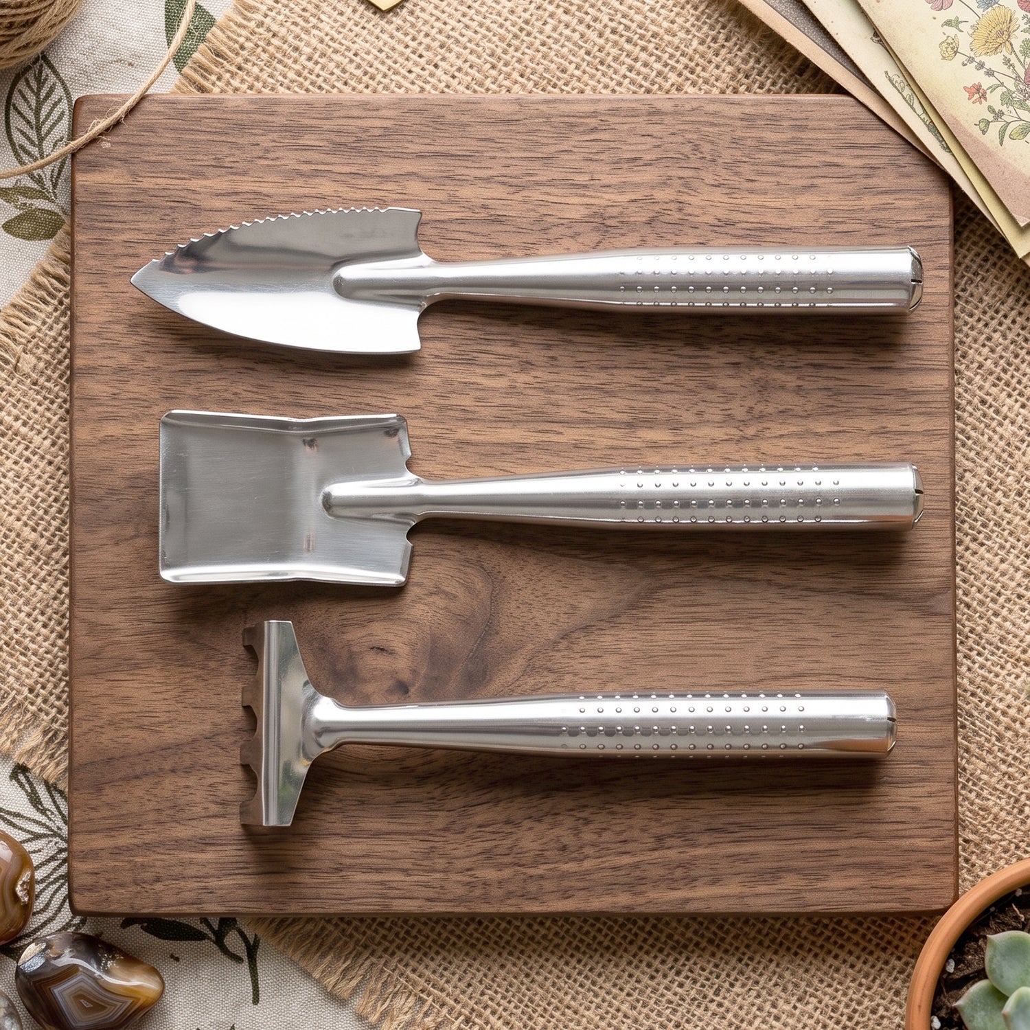 Stainless Steel 3 In 1 Garden Hand Tool Set Spade Rake And Fork (3 Pc Set)