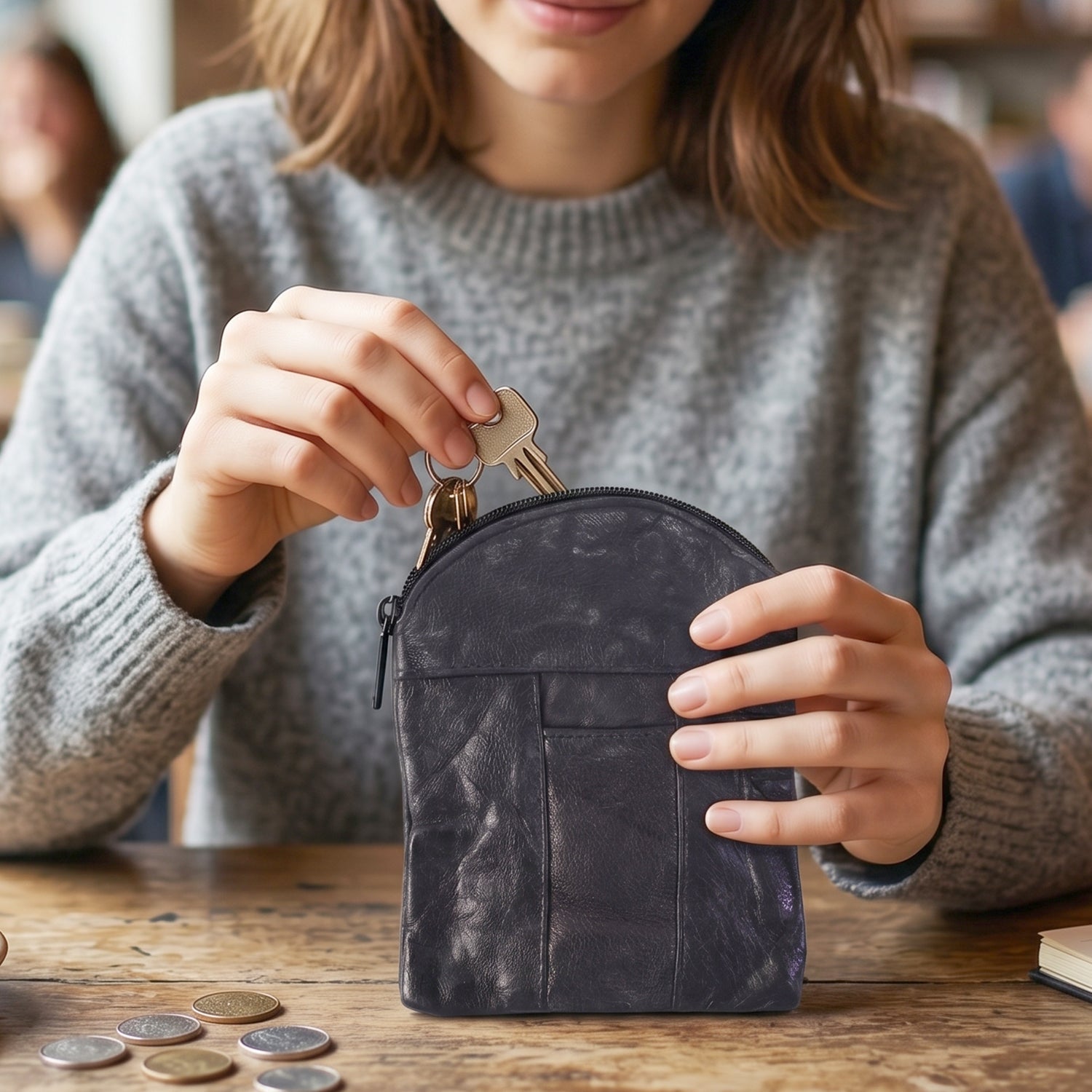 Leather Mini Zipper Pouch  Compact Coin  Card Organizer For Men  Women