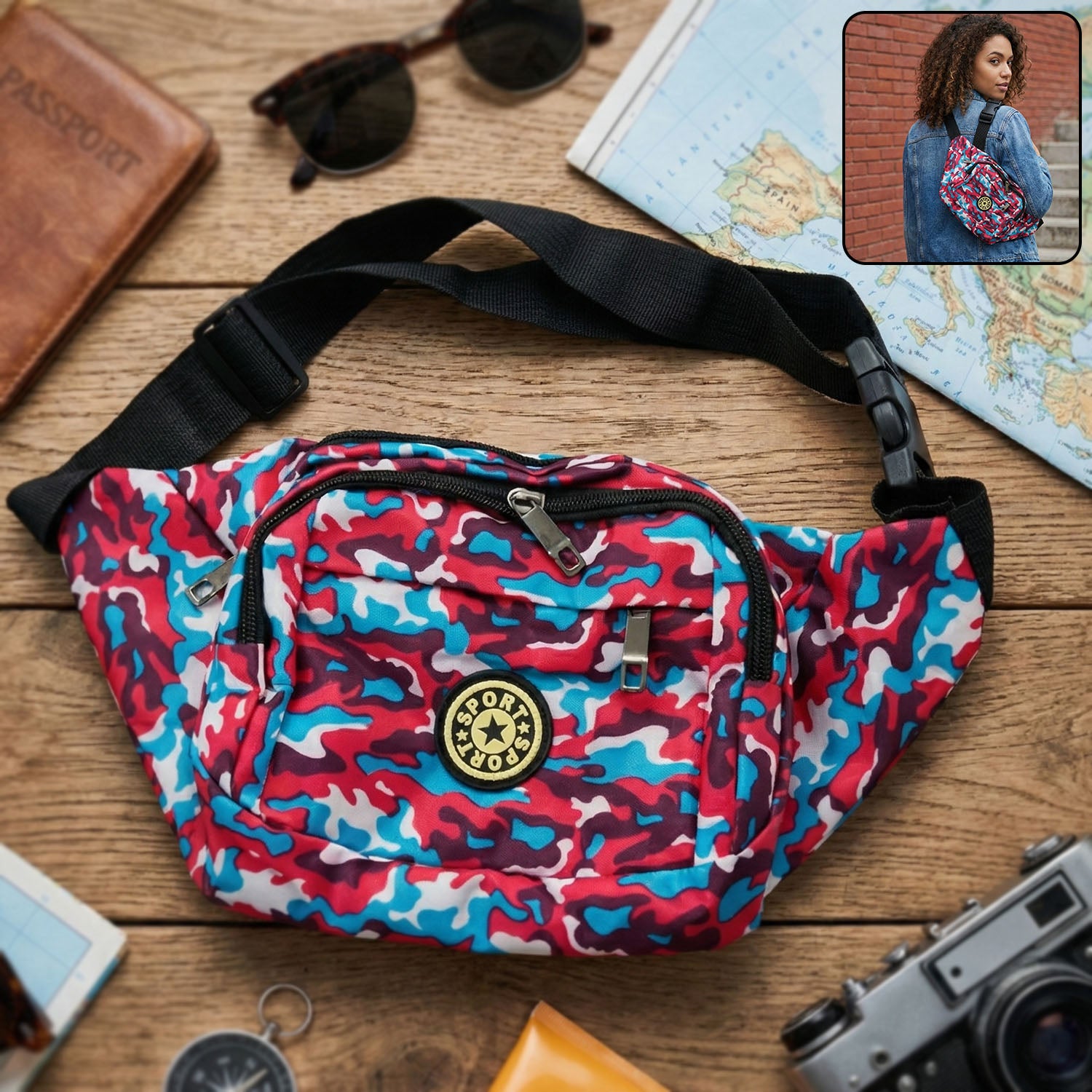 Stylish Multi-purpose Waist Bag  Cross-body Sling Pouch (1 Pc)