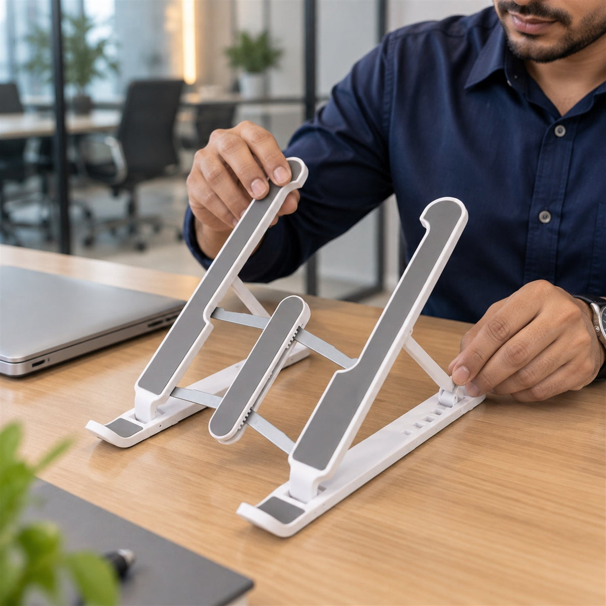 Portable Foldable Laptop Stand With Adjustable Height And Angle For Work (1 Pc)