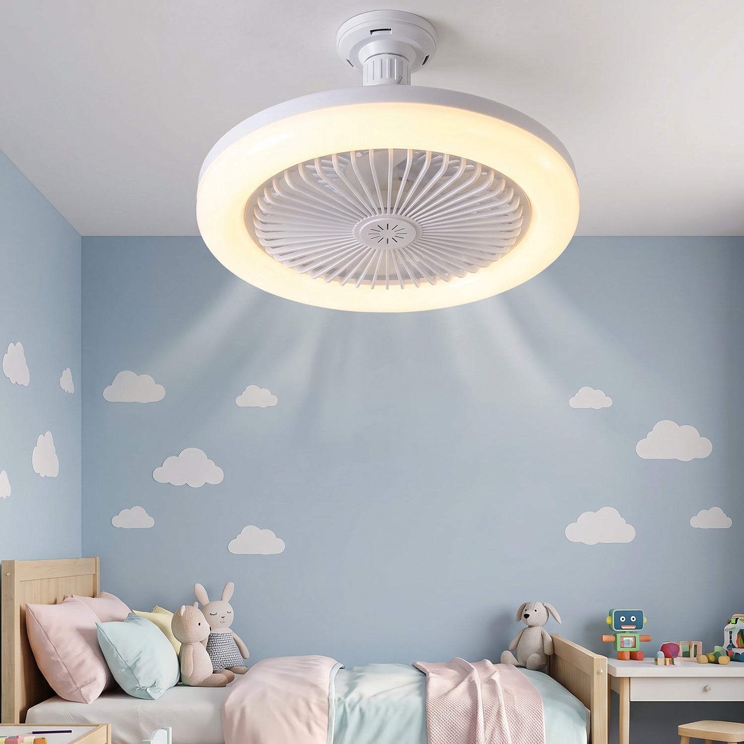 2 In 1 Led Ceiling Fan With Light For Bedroom Living Room E27 Base (1 Set)