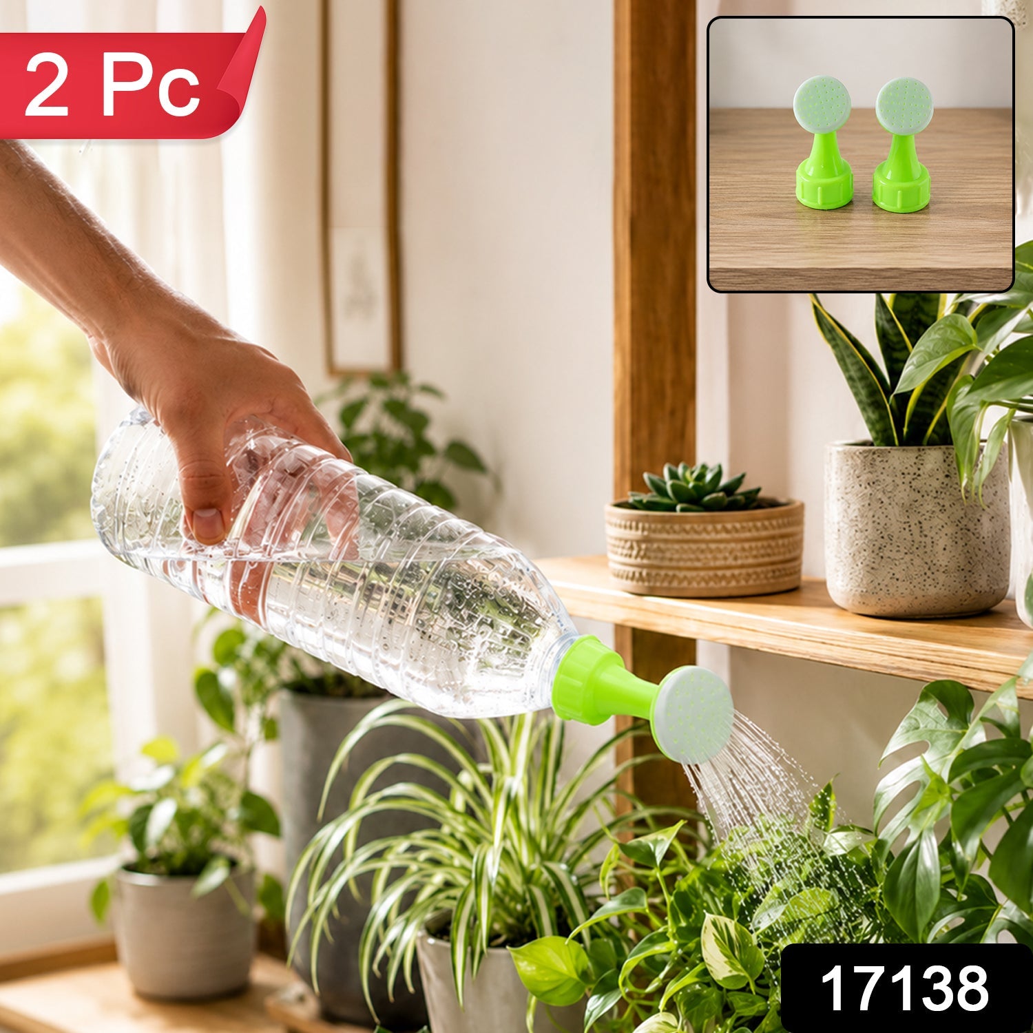 Plastic Bottle Garden Watering Sprinkler Nozzle For Indoor Outdoor Plants (2 Pcs)