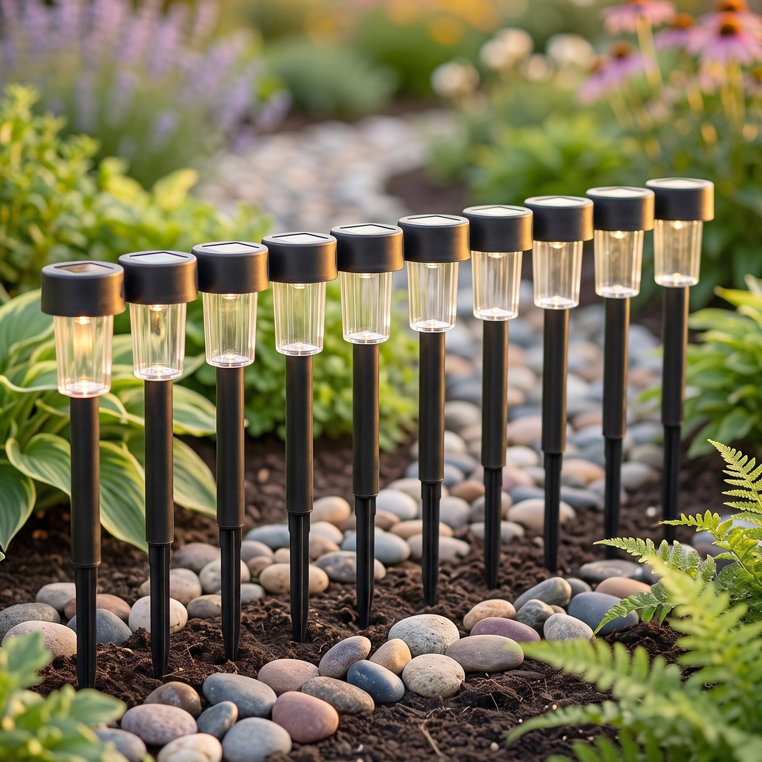 Solar Pathway Lights 10 Pc Set Outdoor Garden Stake Waterproof Led (10 Pc Set)