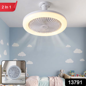 2 In 1 Led Ceiling Fan With Light For Bedroom Living Room E27 Base (1 Set)