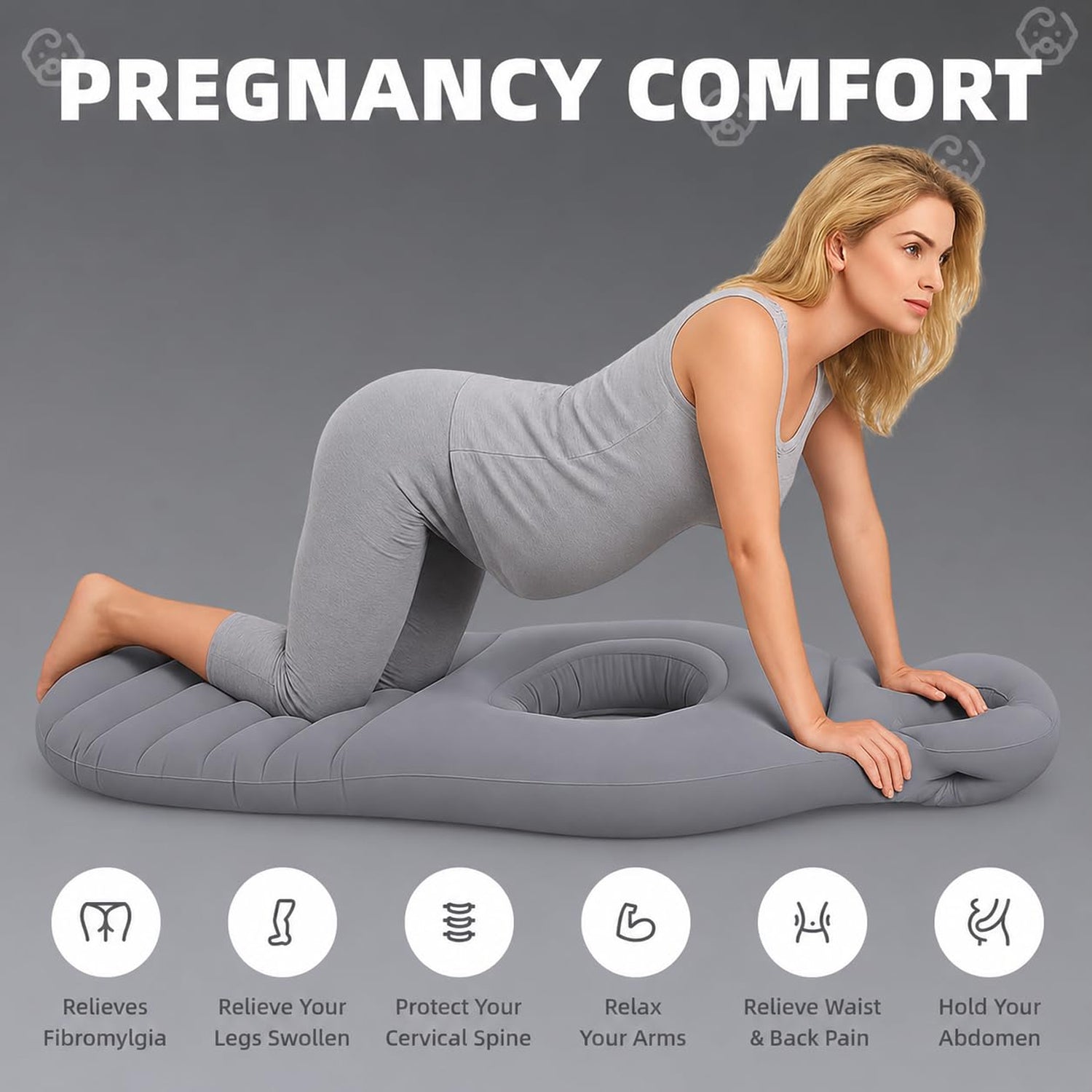 Inflatable Pregnancy Pillow Maternity Support Mat With Belly Hole (1 Pc)