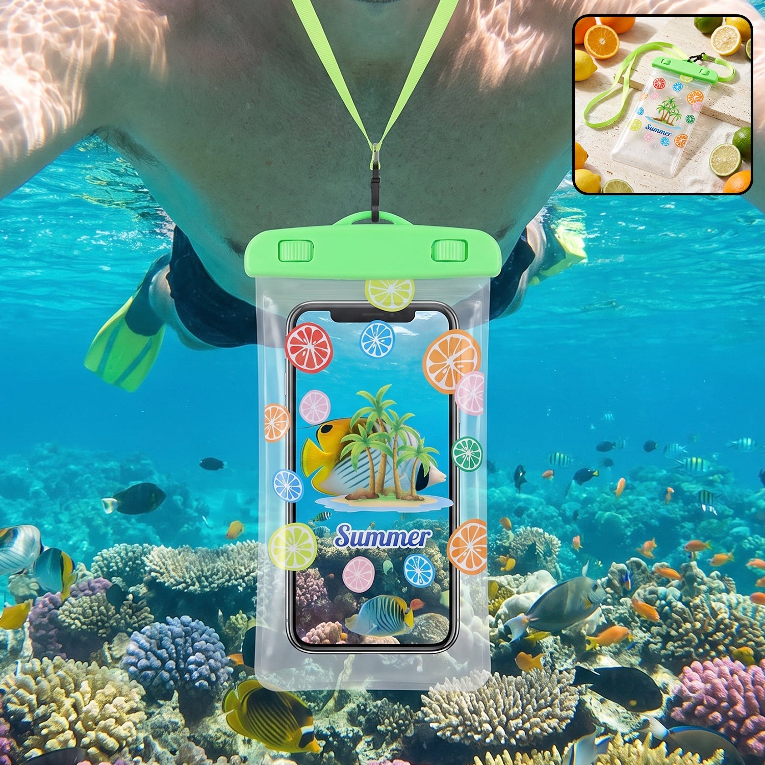 Waterproof Mobile Pouch  Transparent Phone Cover With Neck Strap