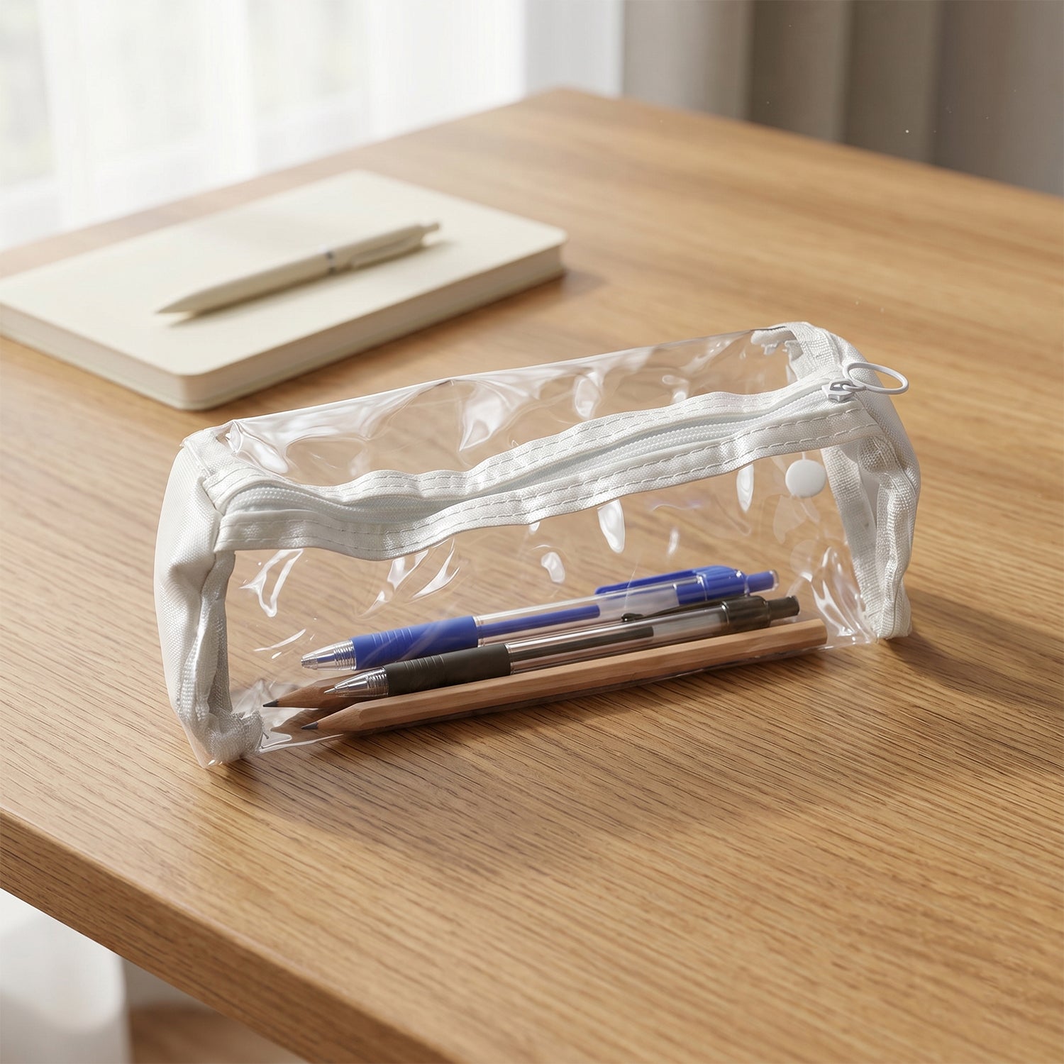 Transparent Pvc Pencil Case With Zipper Closure (1 Pc)