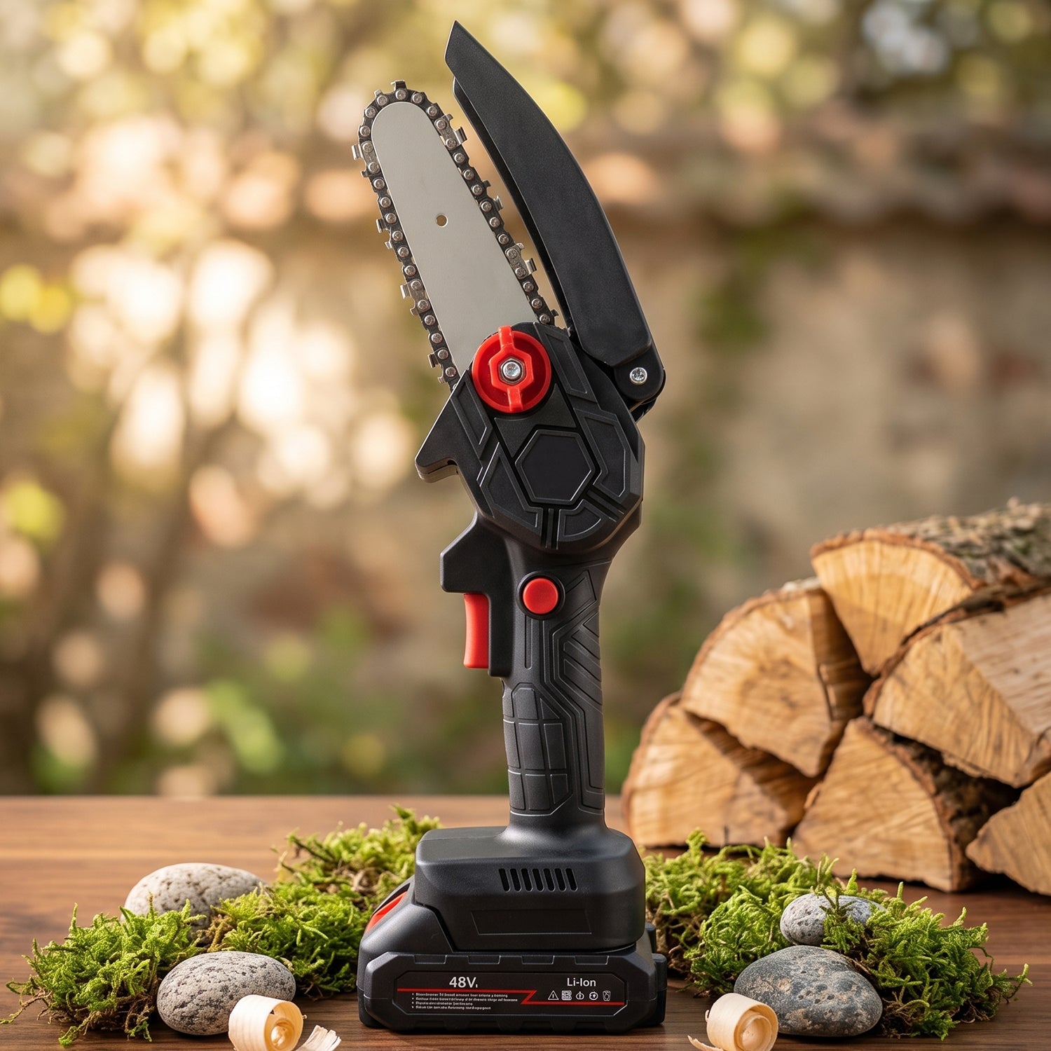 Mini Electric Cordless Chainsaw With 48v Battery For Wood Cutting (1 Set)