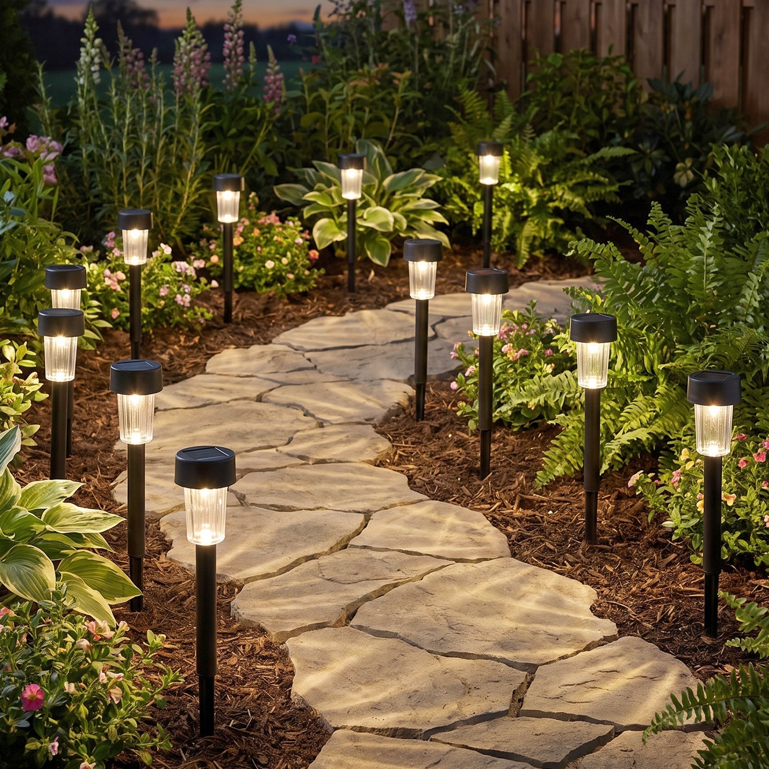 Solar Pathway Lights 10 Pc Set Outdoor Garden Stake Waterproof Led (10 Pc Set)