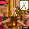 Decorative Wooden Dandiya Sticks With Printed Foil Wrap (2 Pc38 Cm)